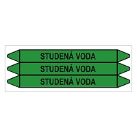 Značení potrubí, studená voda,3 ks, 355 × 37 mm